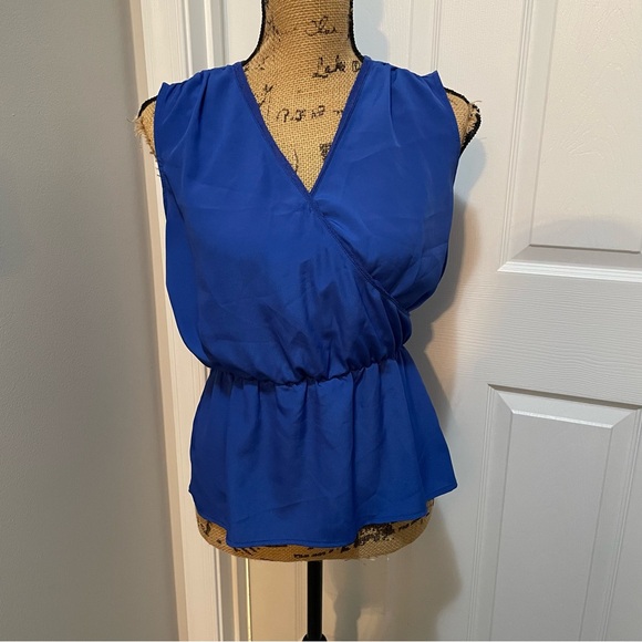 Blue Peplum Tank Top - Picture 2 of 8